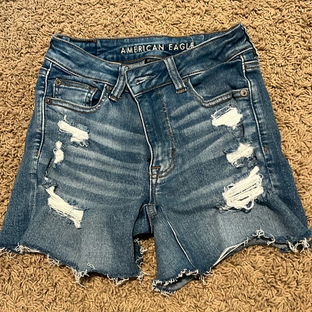Blue denim, American Eagle jeans shorts.